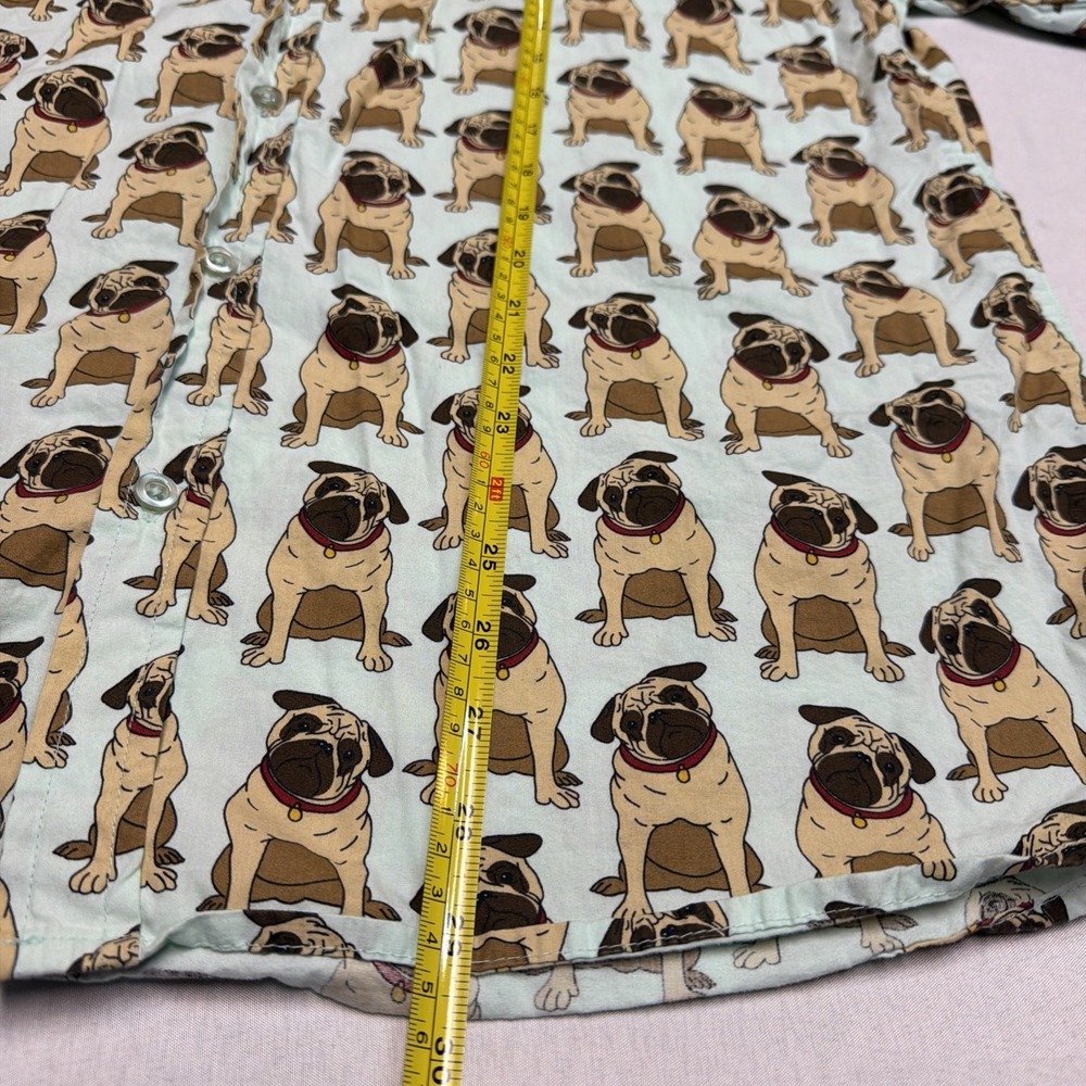 Super Massive Pug Dog Button Down Short Sleeve Novelty Shirt Men's Large - Picture 6 of 7